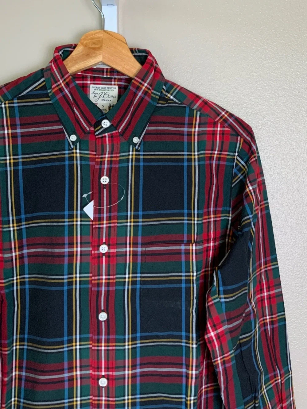 J. Crew Classic Stretch Secret Wash Stewart Tartan Organic Cotton Oxford Shirt